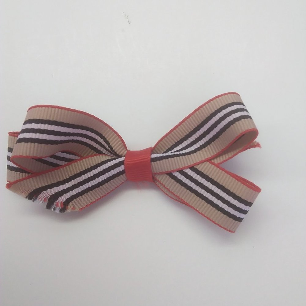 Designer Tan, Black and Red Toddler Bow
